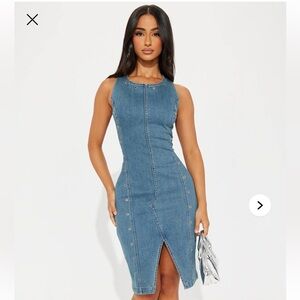 Fashion Nova Blue Denim Midi Dress